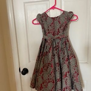 Girls Red and silver lace traditional dress